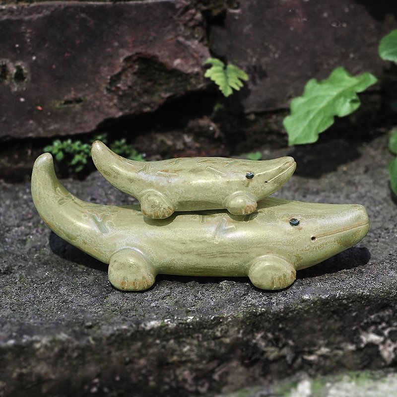 樂Y-鱷魚(寶貝組) - 裝飾/擺設  - 陶 綠色
