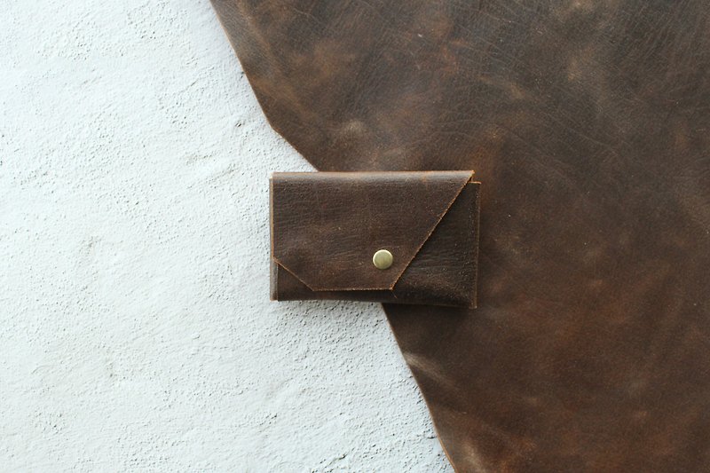 Leken Small Card Holder Water-Repellent Genuine Leather Coin Purse Odyssey Brown - Coin Purses - Genuine Leather Brown