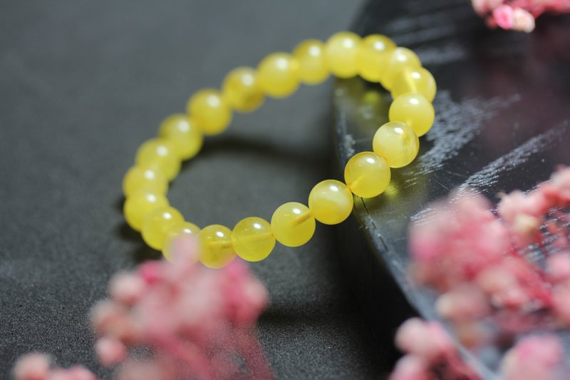 [Morning Light] Natural Wax amber bracelet for men and women 8.5mm like a ray of sunshine - Necklaces - Jade Yellow