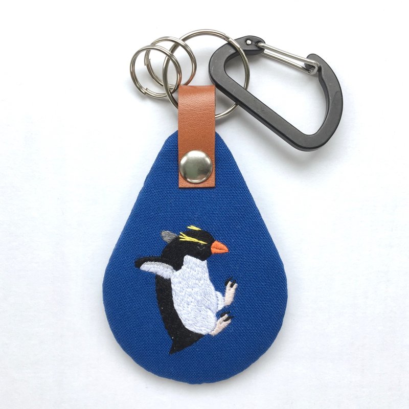 Snares Penguin hand embroidery key chain: Blue - Keychains - Thread Blue