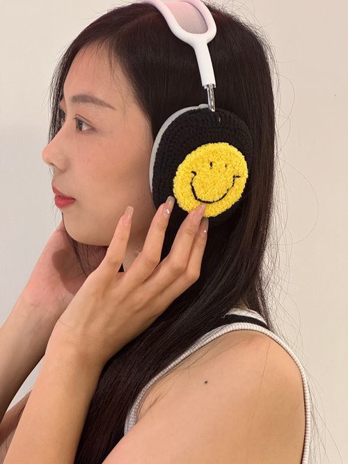 Pawpawcrochet 可愛笑臉原創設計 AirPod Max 保護套 索尼 XM5 頭戴式耳機保護套