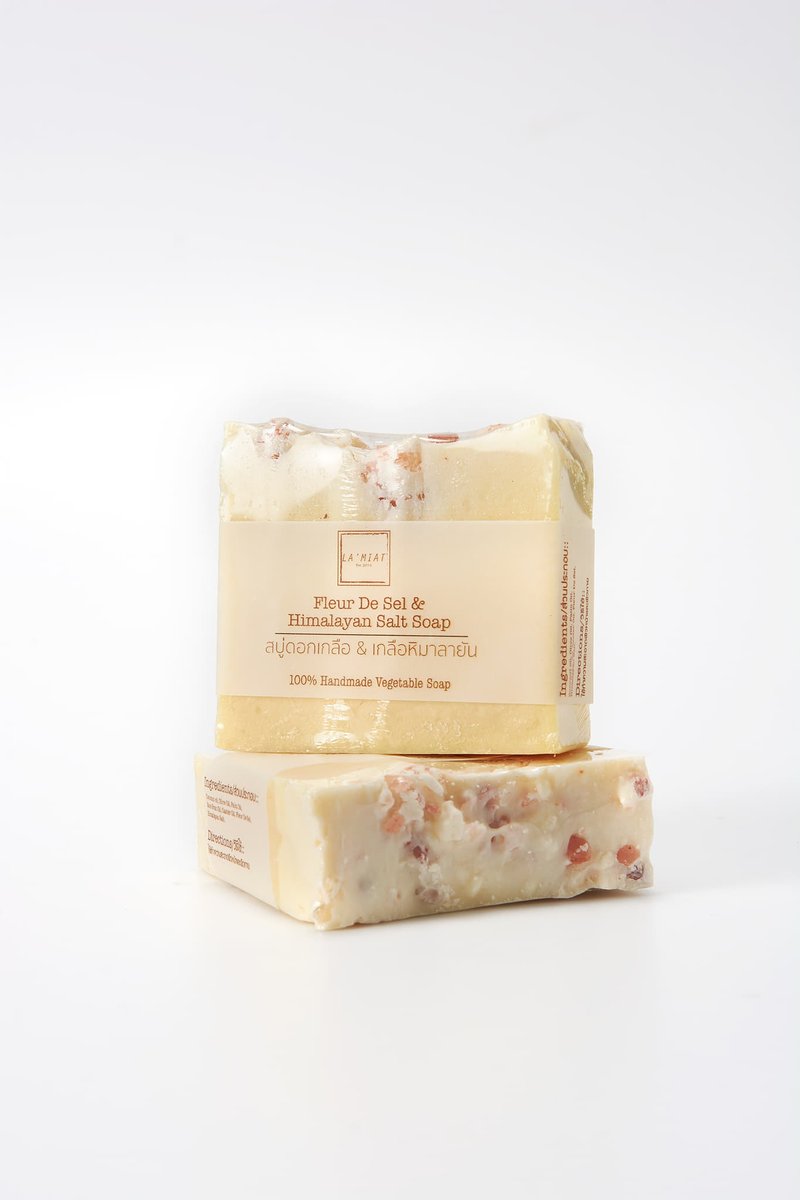 Fleur De Sel & Himalayan Salt Soap I Flower Salt Soap and Himalayan Salt - 肥皂/手工皂 - 精油 黃色