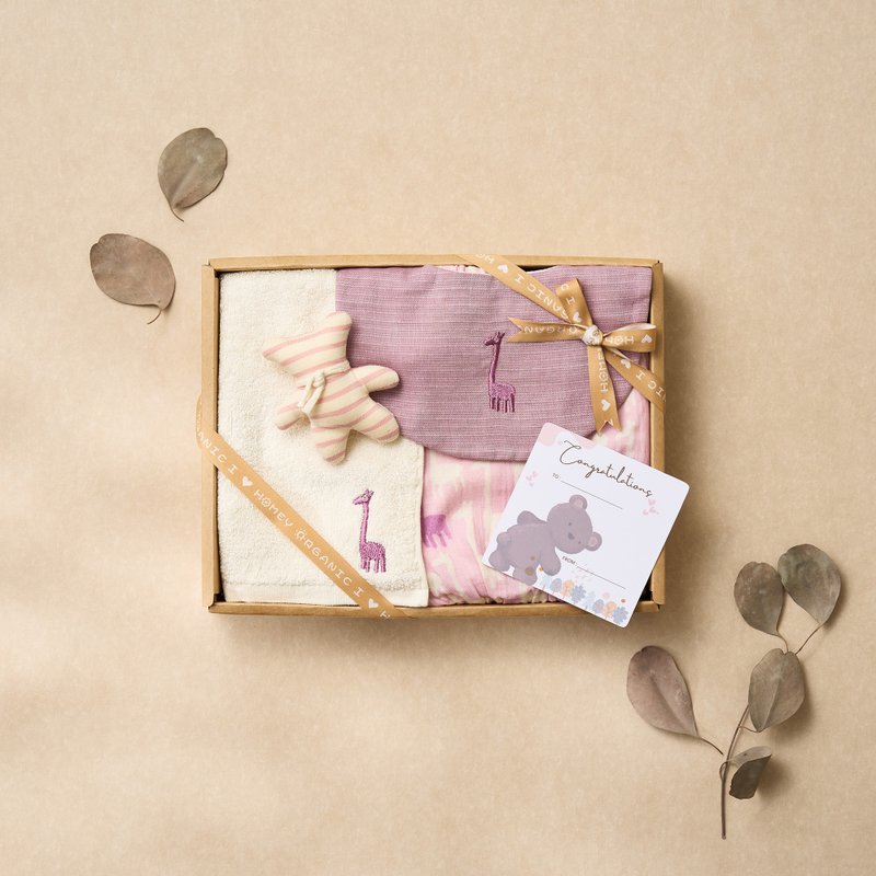 新生兒有機棉彌月禮盒・長頸鹿澎澎褲禮盒4件組_HomeyOrganic - 彌月禮盒 - 環保材質 