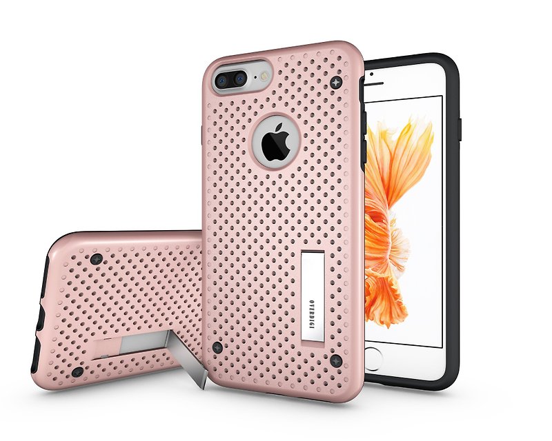 OVERDIGI iPhone7Plus 5.5" 二合一立式全包覆雙料防摔保護殼 玫瑰金 - 其他 - 塑膠 粉紅色