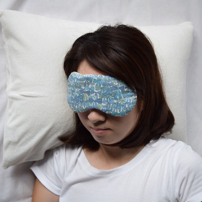 Jenny's Ribbons  Light Blue/eye mask/with a bag/travel/sleep mask/libberty - Eye Masks - Cotton & Hemp Blue