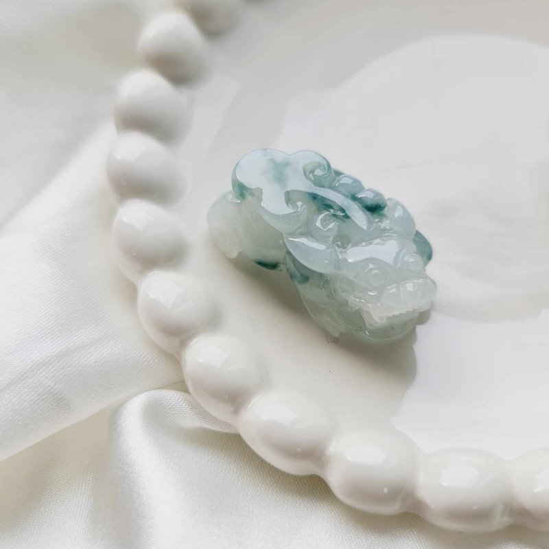 Ice-floating blue flowers attract wealth | Natural Burmese jade A grade jadeite - สร้อยคอ - หยก 