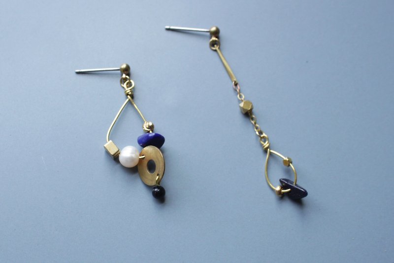 Rain - earring  clip-on earring - Earrings & Clip-ons - Copper & Brass Blue