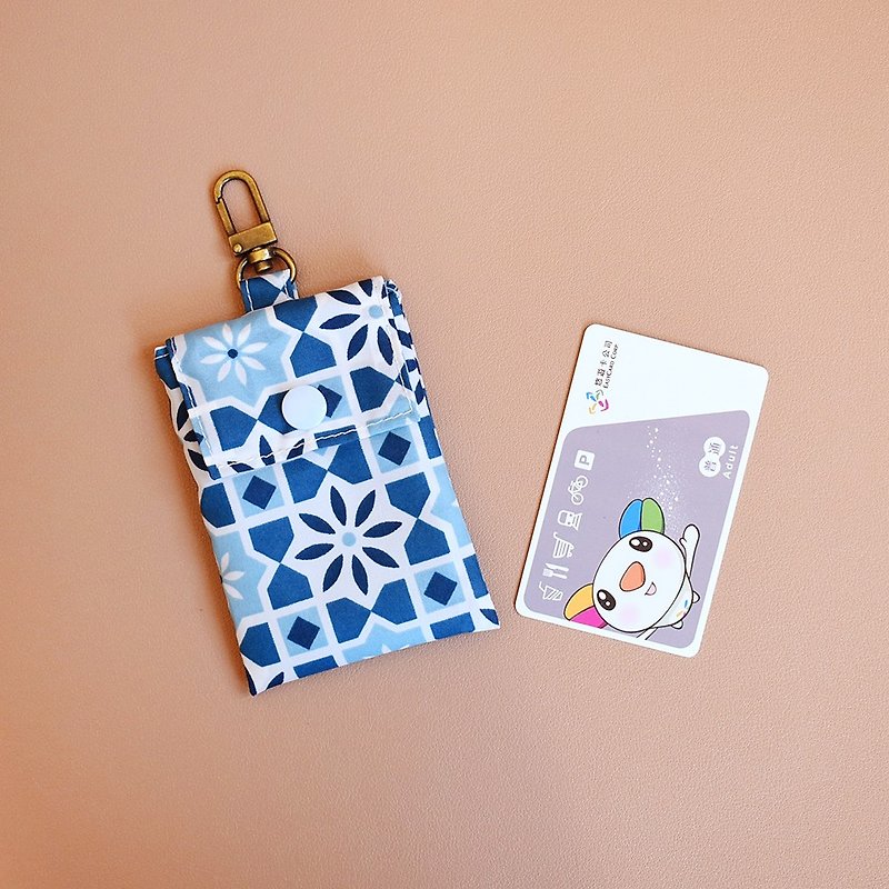 Youyou Card Bag_Retro Tiles - ID & Badge Holders - Nylon Blue