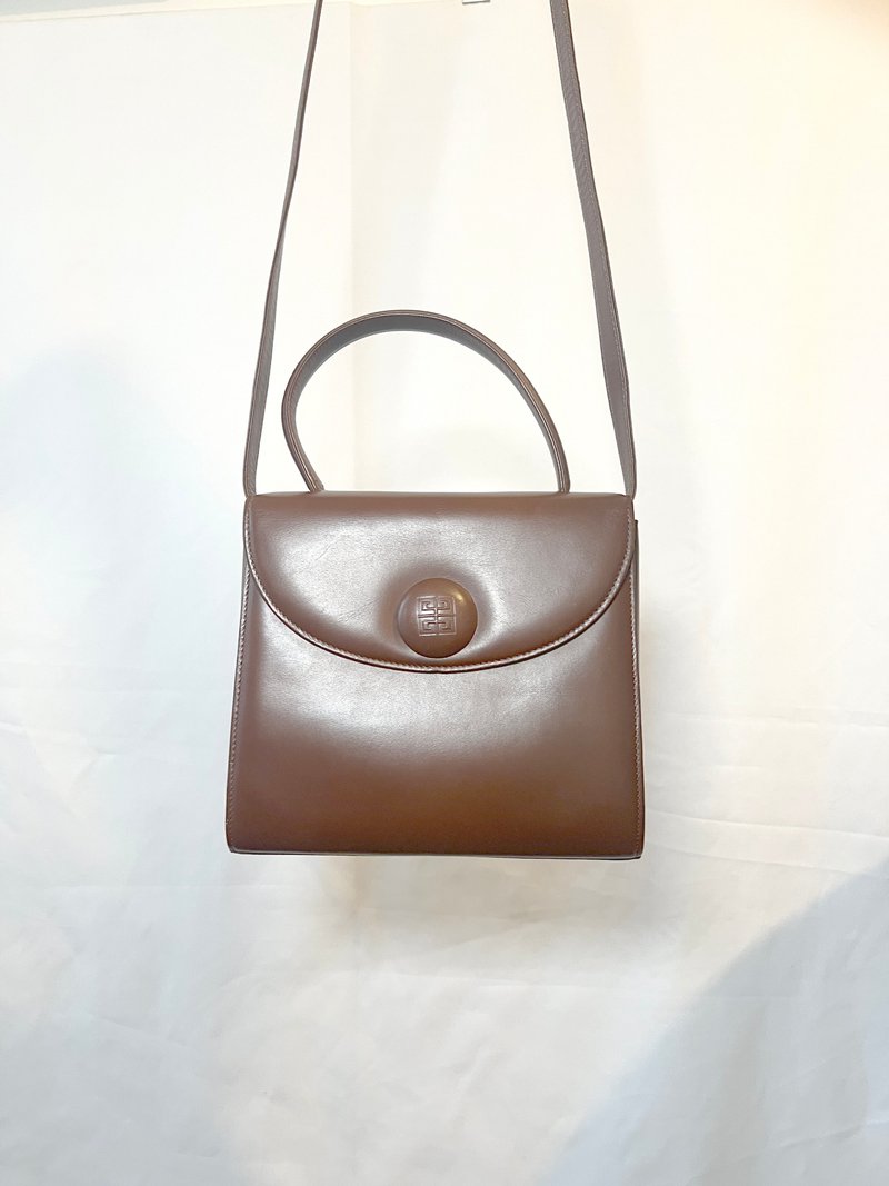 Givenchy啡色皮革中古手提肩背側背袋斜背袋 日本vintage - 側背包/斜背包 - 真皮 