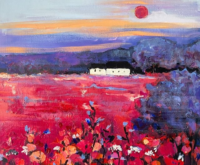 風景油彩画 印象派風 サインあり E0ER0130/住吉久志/SM/油彩/絵画/サイン入り/風景画/2点セット