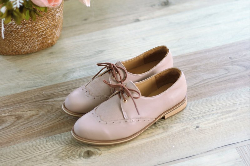 【Intellectual Oxford style】English pattern women's shoes. Lip gloss powder - รองเท้าหนังผู้หญิง - หนังแท้ สีส้ม