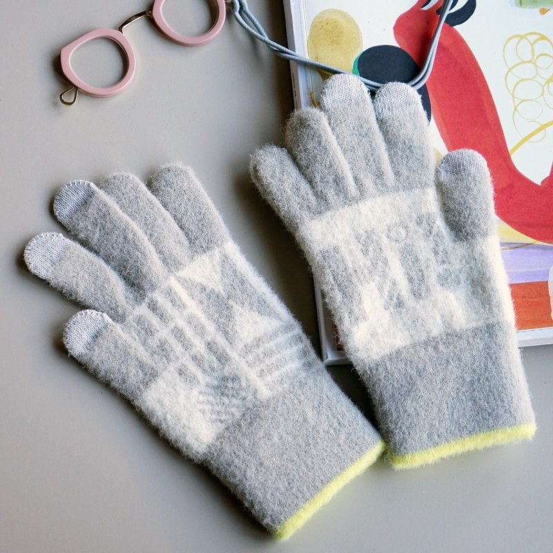 touch screen gloves fluffy warm Hi grey - Gloves & Mittens - Acrylic Gray