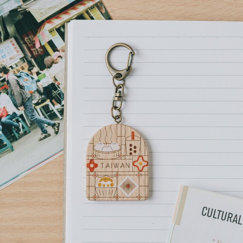 [Small WOOD Mirror-Line Snacks] Portable Mirror/Keychain/Style Pendant (Pre-order) - ที่ห้อยกุญแจ - ไม้ หลากหลายสี