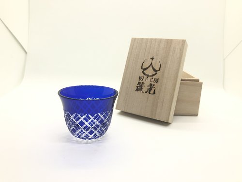 kirikoshinkou~japanese cut glass~ ぐいのみ・ダイヤに二重矢来