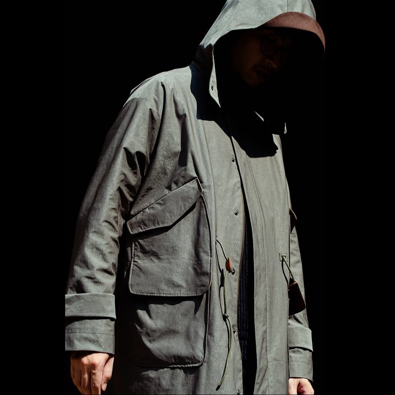 フード付きミリタリーコート - アウター メンズ - ポリエステル グリーン