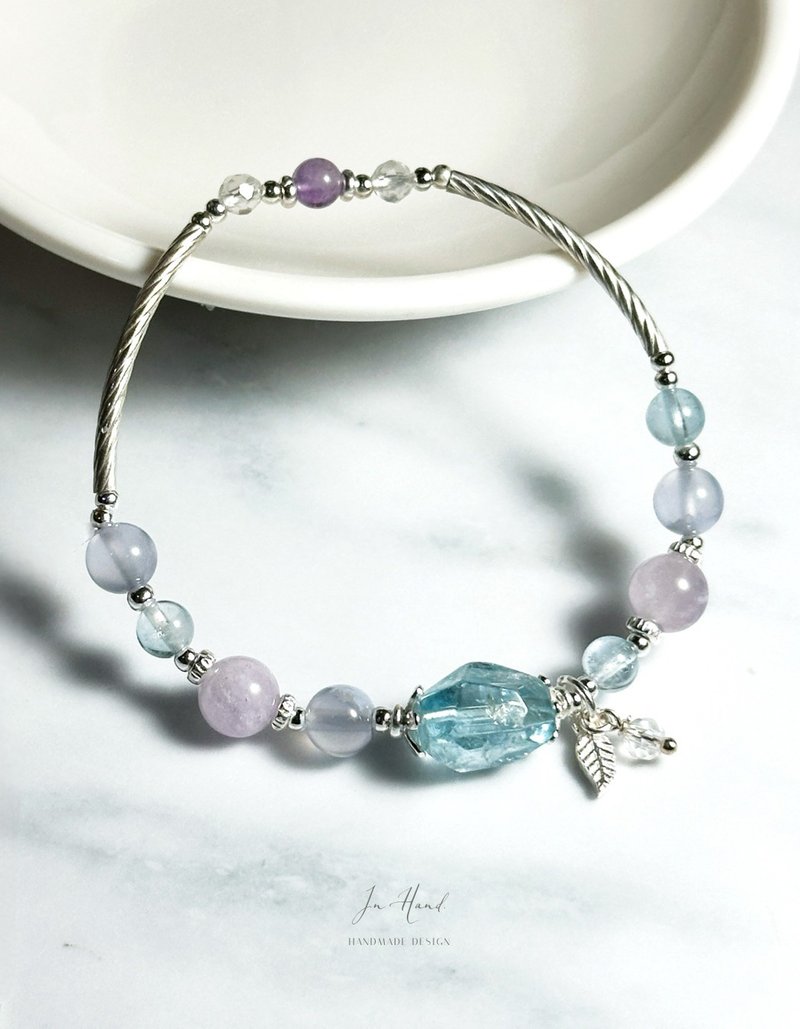 Violet Hues - Topaz, Amethyst, Blue Lace Agate - Sterling Silver Designer Bracelet - Bracelets - Crystal Blue