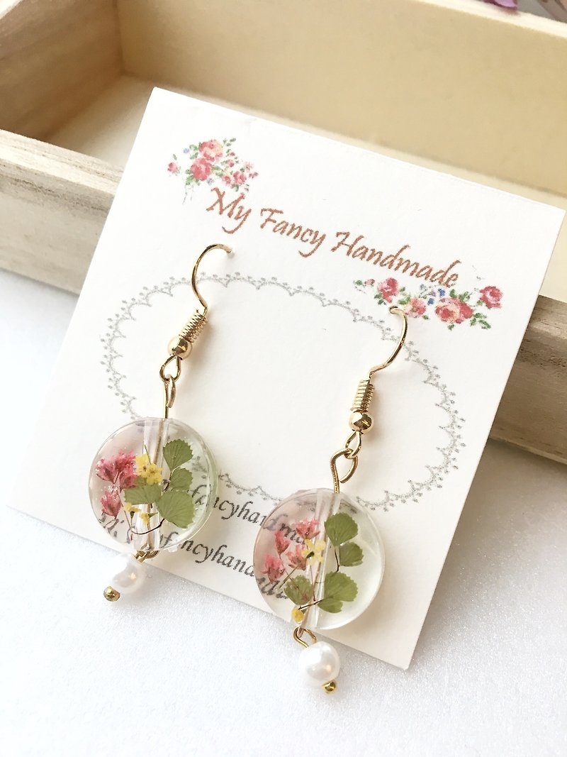 *My Fancy Handmade*embossed transparent earrings - Earrings & Clip-ons - Plants & Flowers Multicolor