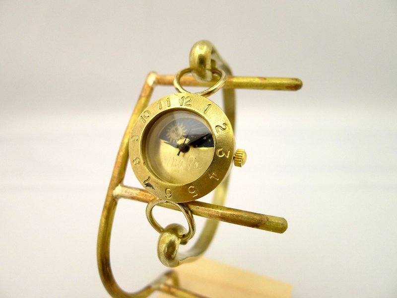 Brass Armlet3-S&M  手作り時計 HandCraftWatch  Lady's Brass Sun&Moon  (289M-S&M) - 女錶 - 銅/黃銅 金色