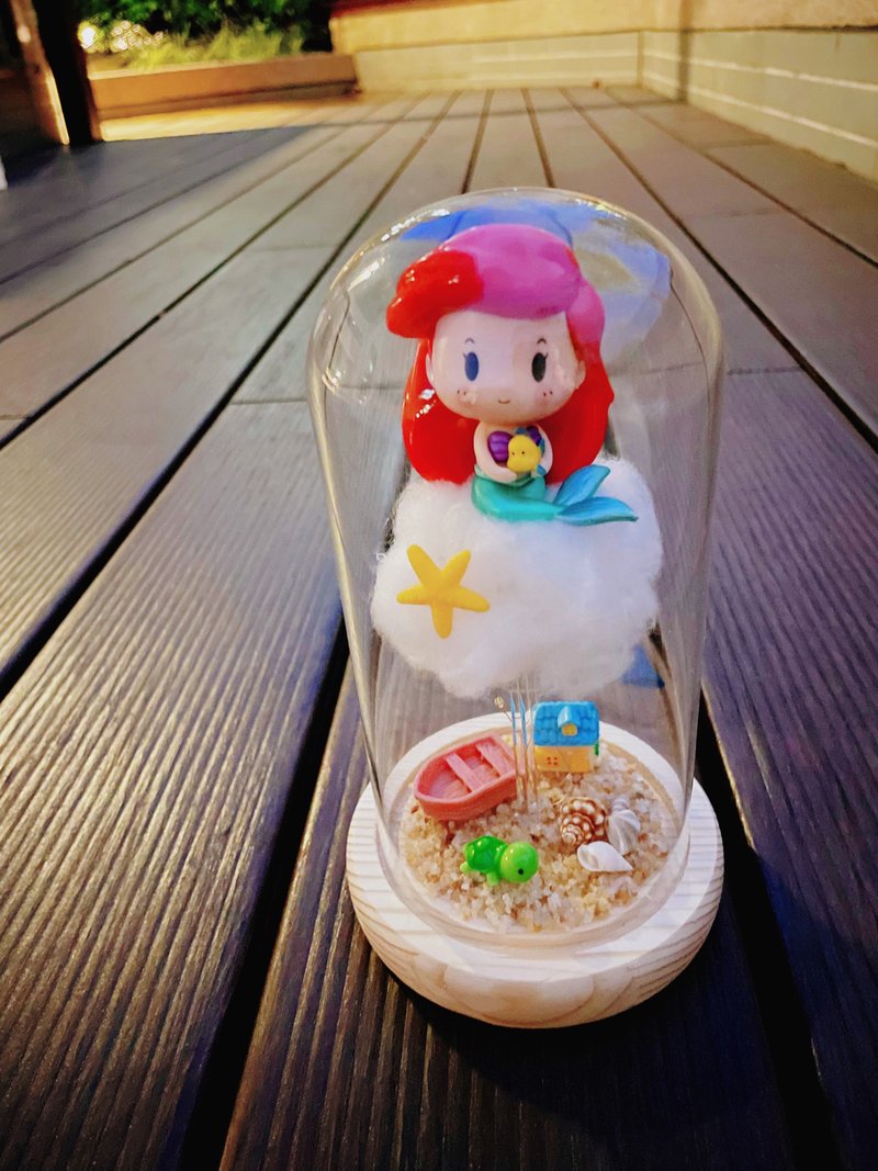 Miss。花謎 【小人物】雲朵小夜燈 玻璃罩 小美人魚 愛麗兒 公主 - 乾燥花/永生花 - 植物．花 黃色