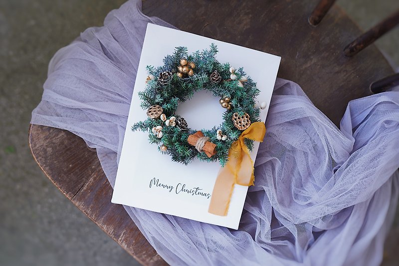 【GOODLILY flower】 Christmas blessing wreath canvas flower - Dried Flowers & Bouquets - Plants & Flowers Green
