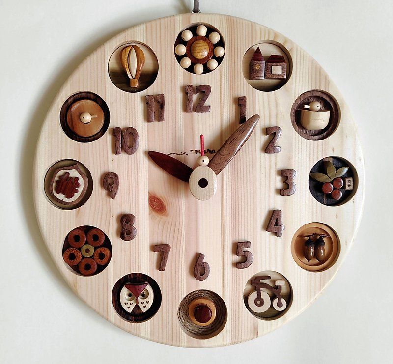 Circle Nordic Pine 30cm NEW - Clocks - Wood White