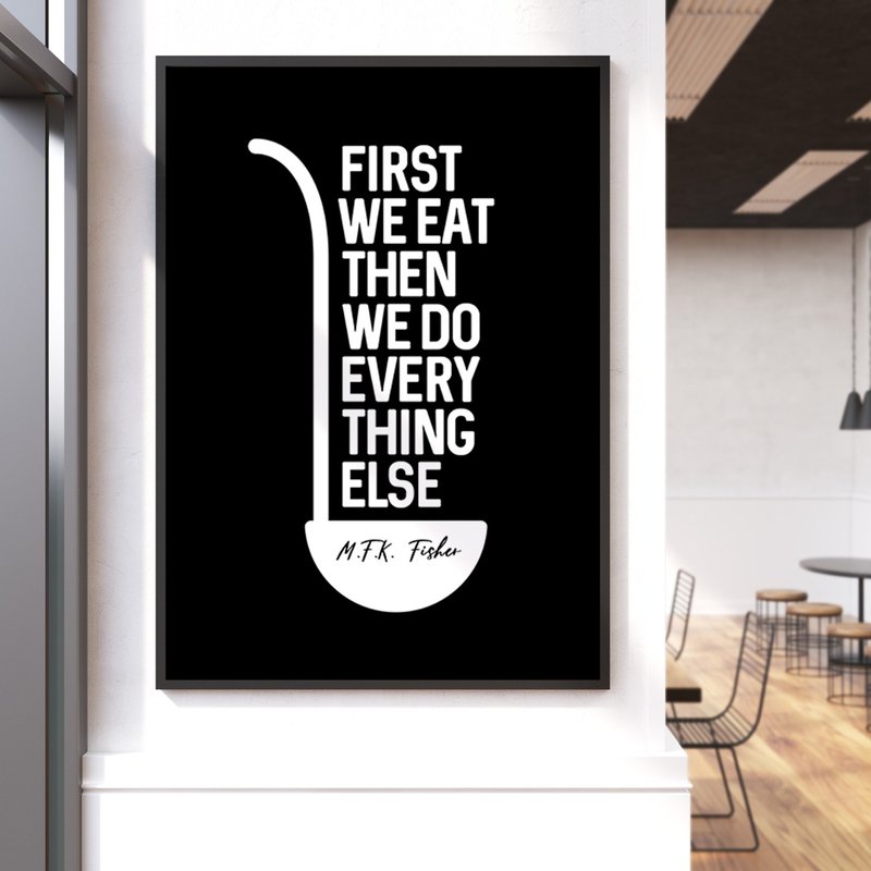 最重要的食刻－黑-文字掛畫/居家佈置/廚房掛畫/掛畫/簡約風 - 海報/掛畫/掛布 - 棉．麻 黑色