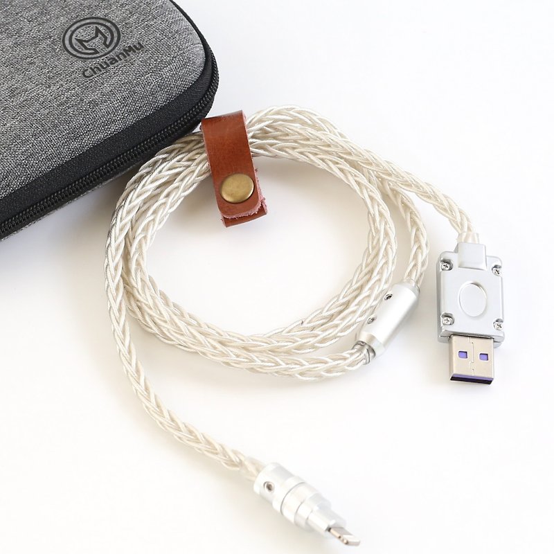 Chuanmu handmade USB to Lightning 6MM single crystal Bronze APPLE transmission cable - Phone Accessories - Other Metals 