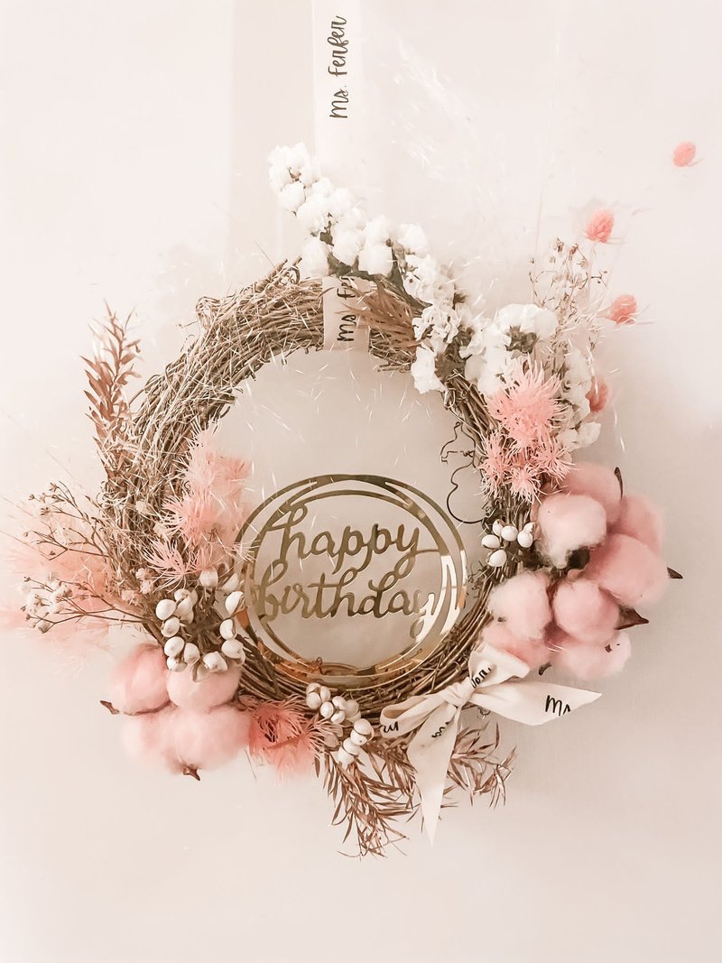 Customized Birthday Bling Wreath 20CM - Items for Display - Plants & Flowers Pink