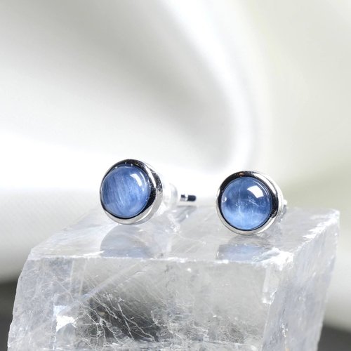 Septetone 能量水晶 藍晶石S925純銀水晶耳環│5mm 藍晶 簡約大方 氣質女生 新年禮物