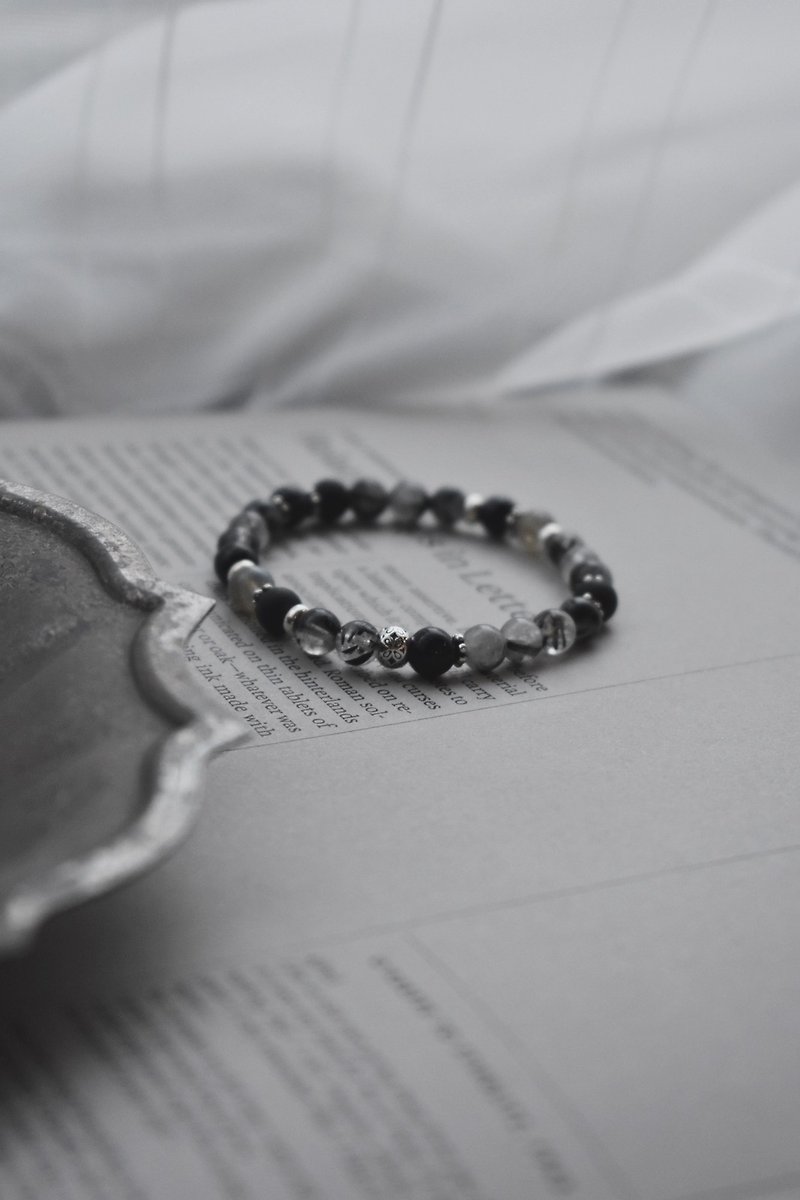 ZHU. handmade bracelet | black balance (sterling silver / gift / natural stone / black crystal) - Bracelets - Stone 