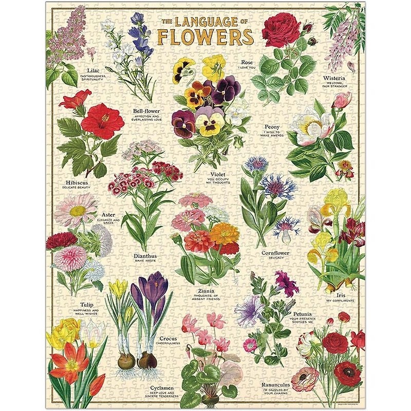 Cavallini & Co. Round Jar 1000 Piece Jigsaw Puzzle_Flower Language - Puzzles - Paper Multicolor