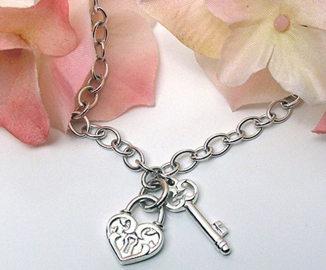 Pink & Silver Lock & Key Necklace