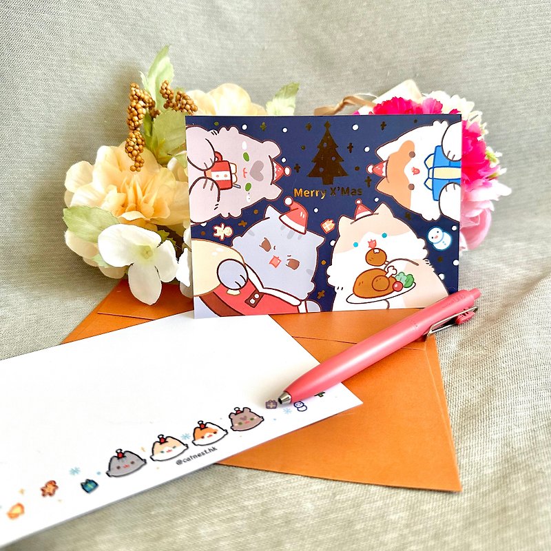 Cat Rice Ball-Cat Christmas Stamping Card - Cards & Postcards - Paper 
