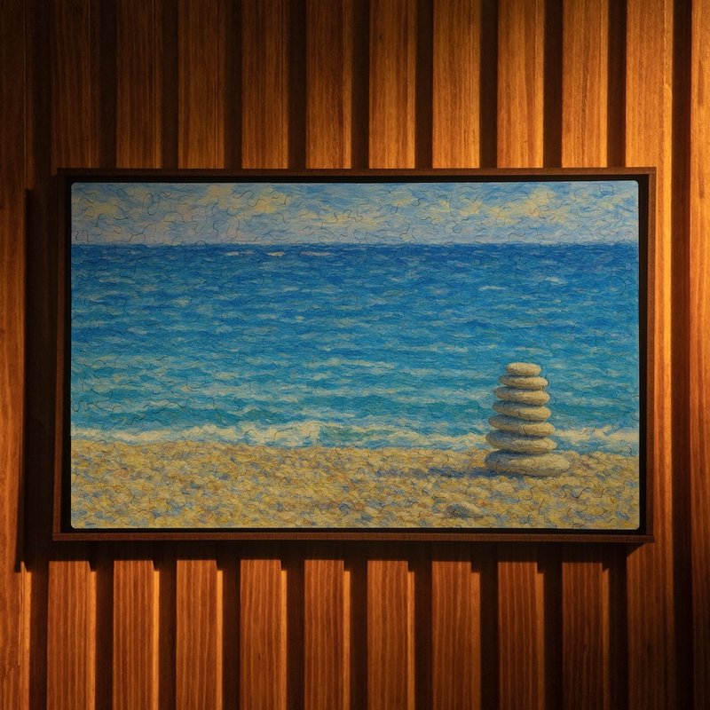 富饒臺灣-七星潭的浪與我【壁虎拼圖】 - 擺飾/家飾品 - 木頭 藍色
