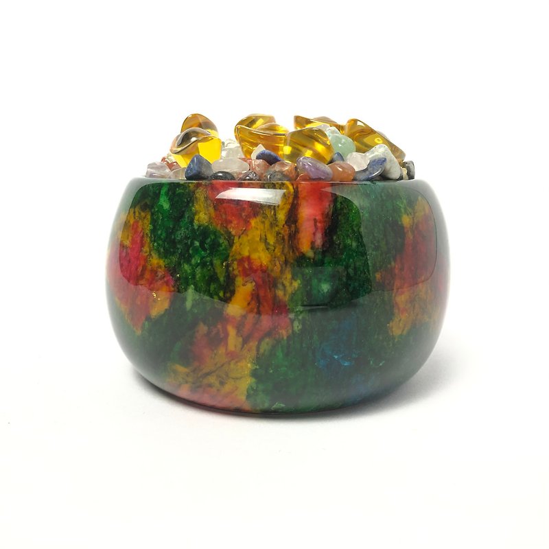 Rainbow Jade Treasure Bowl (Lucky money version) - Items for Display - Stone Multicolor
