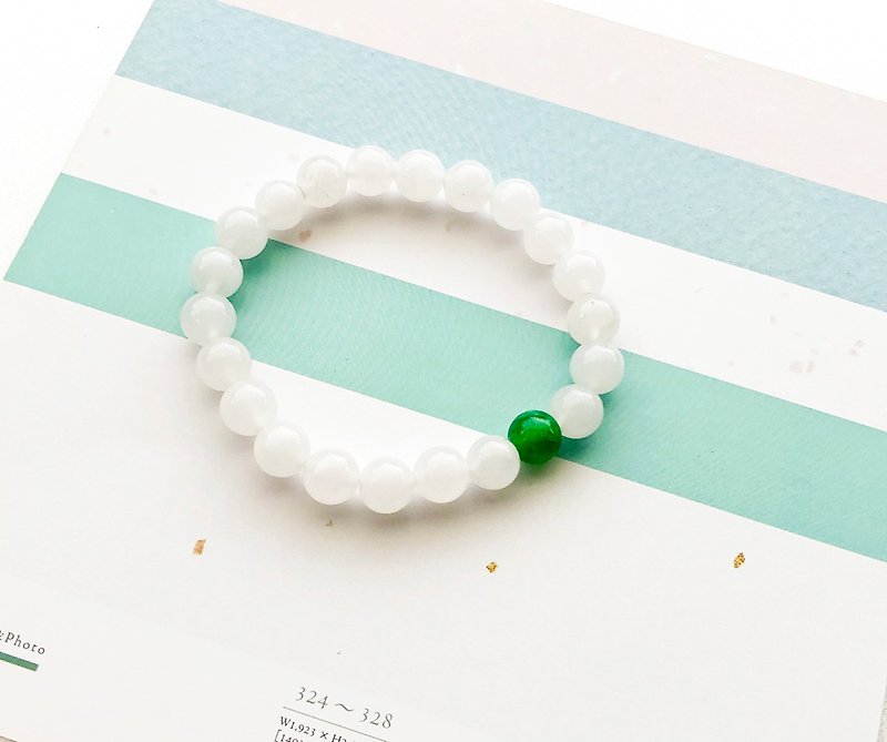 Fresh and elegant icy white agate 8mm bracelet in four colors - Bracelets - Jade 