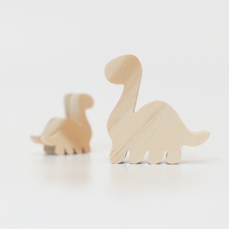 wagaZOOシックカットモデリングビルディングブロック恐竜シリーズ -  Leilong - 置物 - 木製 カーキ