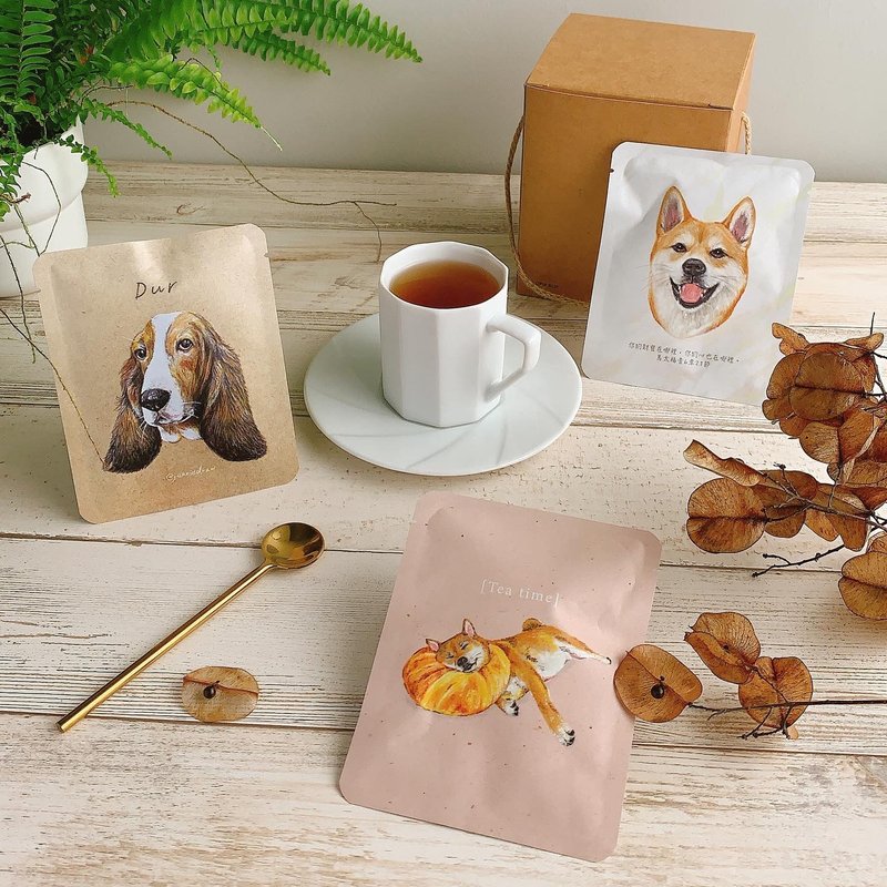 【Tea Bag Gift Box】Customized Portrait Siyan Painting | Taiwanese Small Farmer Tea | Photo painting provided - Tea - Eco-Friendly Materials Multicolor