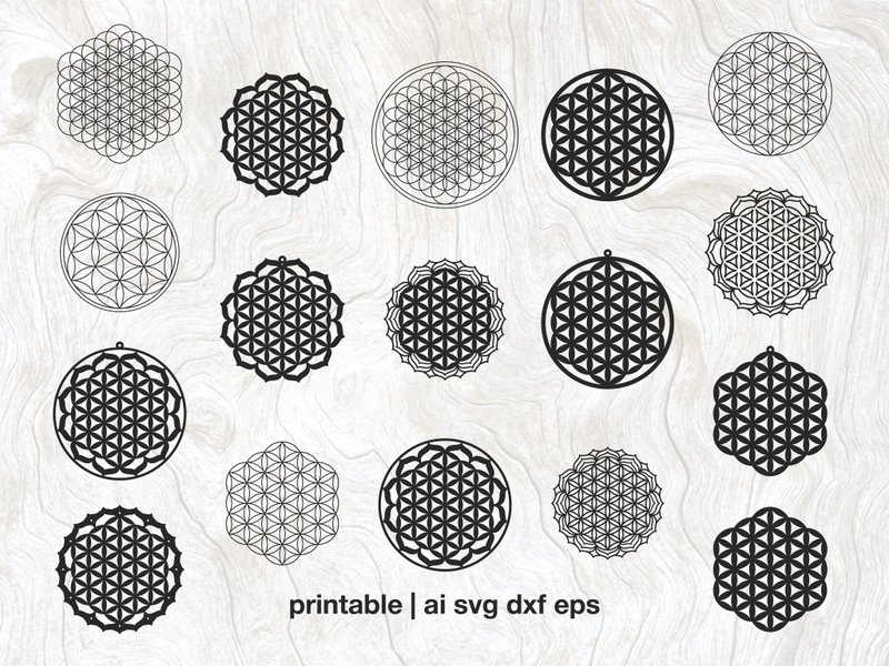 Flower of life Vector, Flower of life svg laser cut, png ai eps dxf - 其他數位設計 - 其他材質 