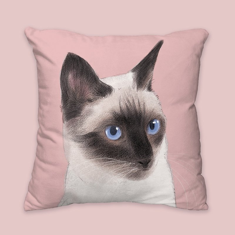 [I will always love you] Classic Siamese Cat Pillow Animal Pillow/Pillow/Cushion - หมอน - ผ้าฝ้าย/ผ้าลินิน สึชมพู