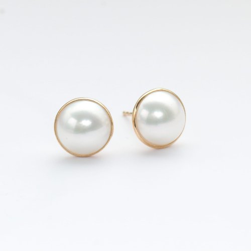 CHARIS GRACE 18K 馬貝珍珠耳針耳環 (珍珠9mm)