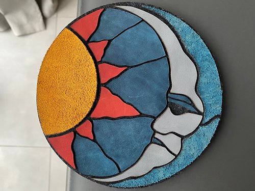 lArtel moon and sun mosaic leather mat; mosaic desk blotter; leather pad; patchwork;