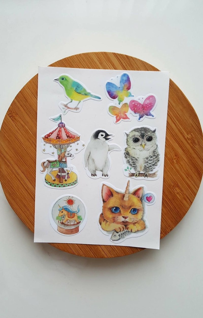 Adorable animal series - painted sticker - Stickers - Other Materials 