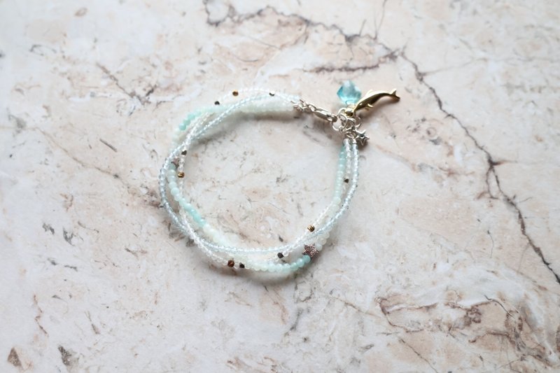 Journal-The Waves Under the Southern Star (Moonstone Stone Stone) Dolphin Three Strands 925 Silver Bracelet - Bracelets - Gemstone 