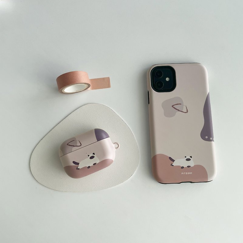 【FITZORY】Zoo Healing Color Block Cat | iPhone Case - Phone Cases - Plastic Brown
