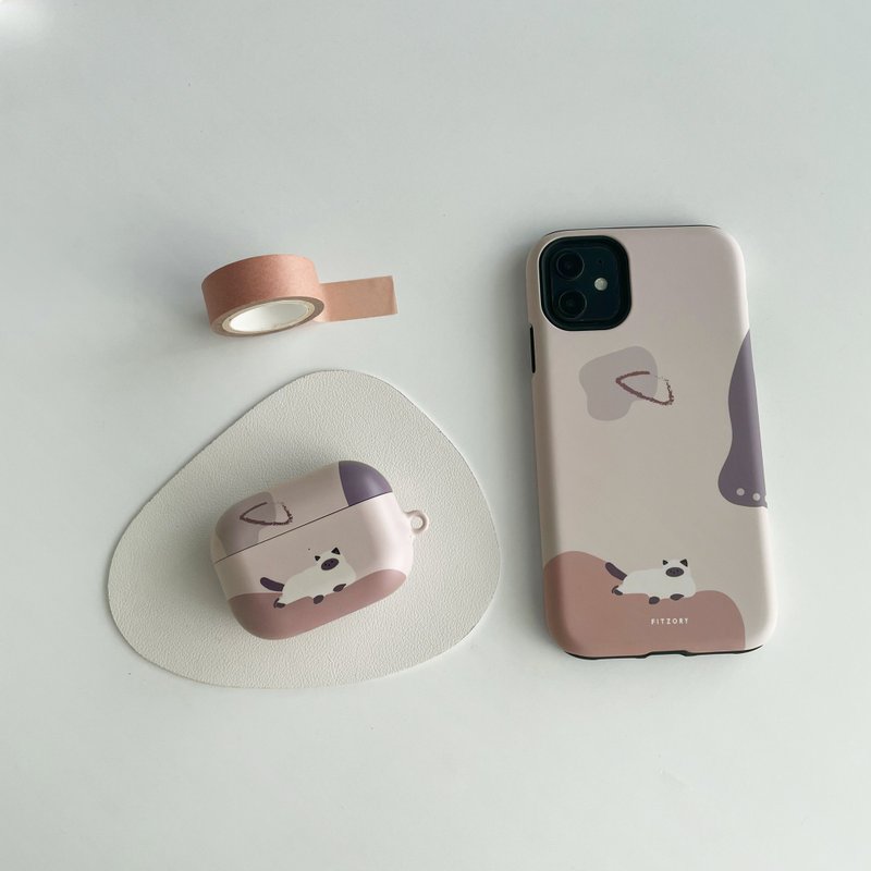 【FITZORY】Zoo Healing Color Block Cat | iPhone Case - เคส/ซองมือถือ - พลาสติก สีนำ้ตาล