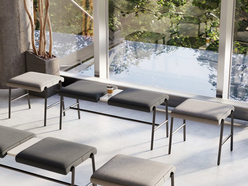 Basso Padded Bench (Fabric/Leather) with Small Storage Tabletop - เก้าอี้โซฟา - วัสดุอื่นๆ หลากหลายสี