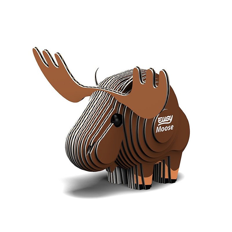 EUGY  3D紙板拼圖-大角麋鹿  動物 立體拼圖  DIY 可愛 禮物 - 公仔模型 - 紙 