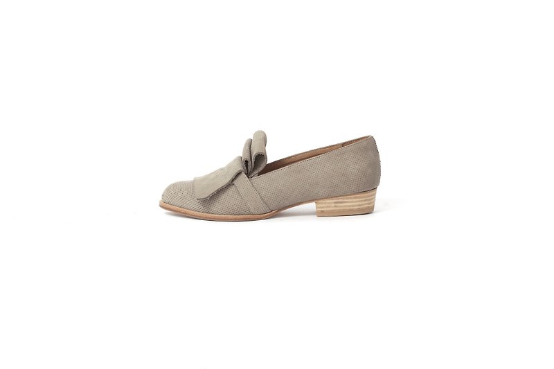 ZOODY / seabed / handmade shoes / flat front shoes / brown rice - Mary Jane Shoes & Ballet Shoes - Genuine Leather Khaki