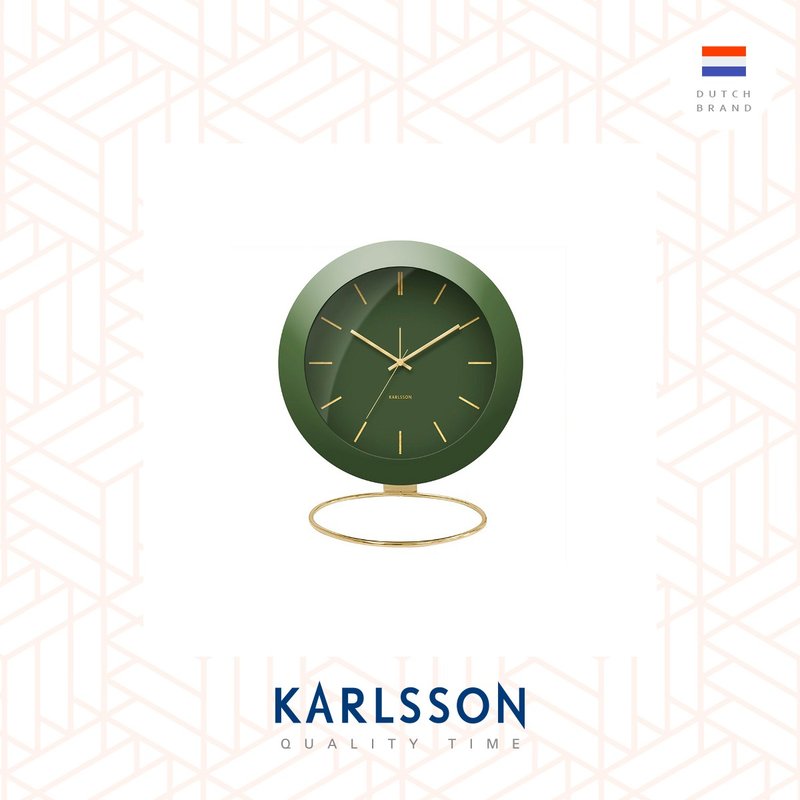 荷蘭Karlsson, Alarm clock Globe green w. gold plated stand - 時鐘/鬧鐘 - 其他金屬 綠色